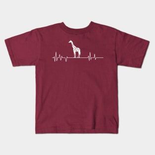 Giraffe heartbeat lover,Giraffe animal in wildlife Kids T-Shirt